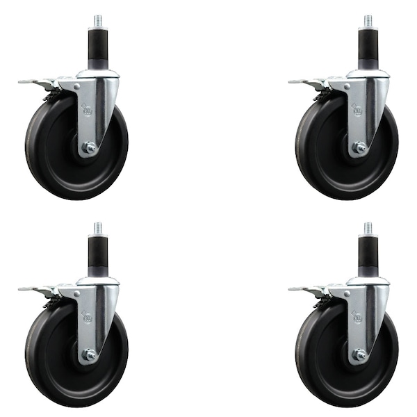 Service Caster 6'' Phenolic Swivel 1-1/4'' Expanding Stem Caster Set Total Lock Brake, 4PK SCC-EXTTL20S615-PHS-114-4 - main